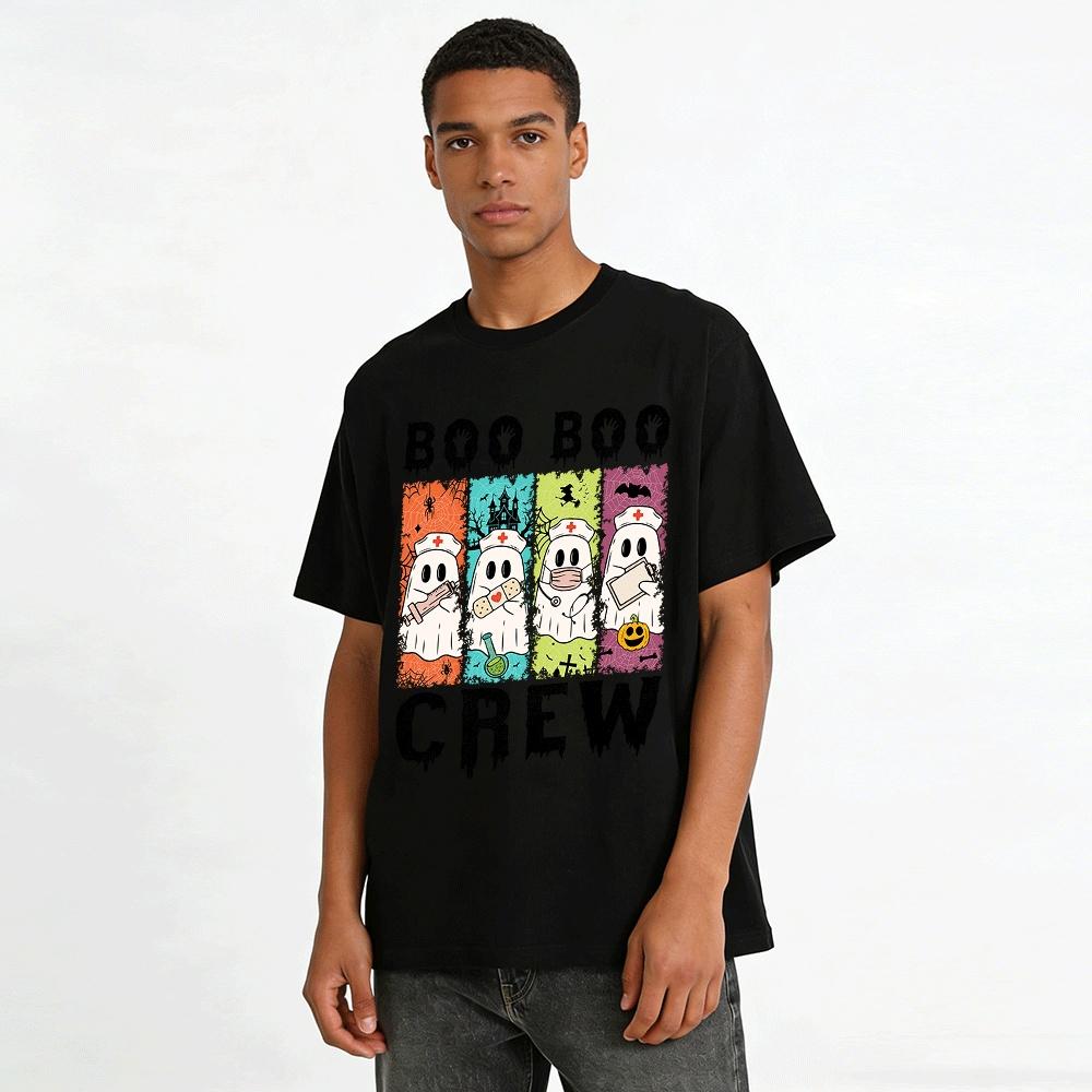 Halloween Boo Boo Crew Medizinischer Geist Grafik Top Reines Baumwoll-T-Shirt
