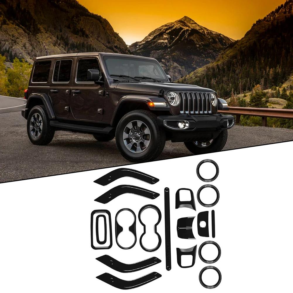 18pcs Car Interior Decor Trim Kits For Jeep For Wrangler JK JKU 4 Door 2011-2017 Automobile Interior Modification Accessories