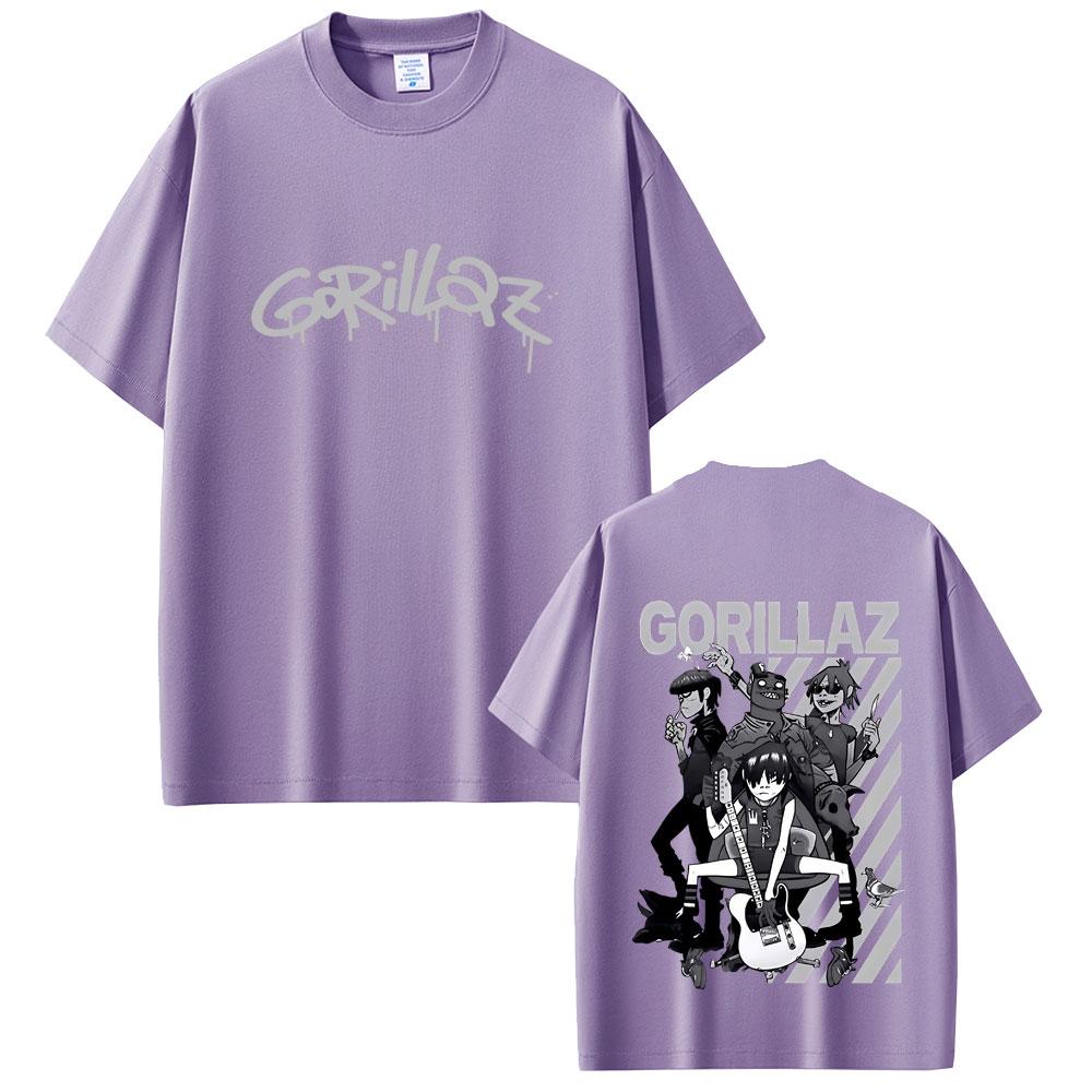 Limited Rock Band Gorillaz Print Tshirt Men Women Hip Hop Gothic Oversized Streetwear Mens Casual Vintage Short Sleeve Tshirt