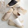 Amiami Jute Kilesåle Mules med Sommerplattform Størrelse 36 Sandbeige FX010 Damesandaler, 7,5 cm Hæler, Sandaler, (22,5 cm), (Semsket skinn)