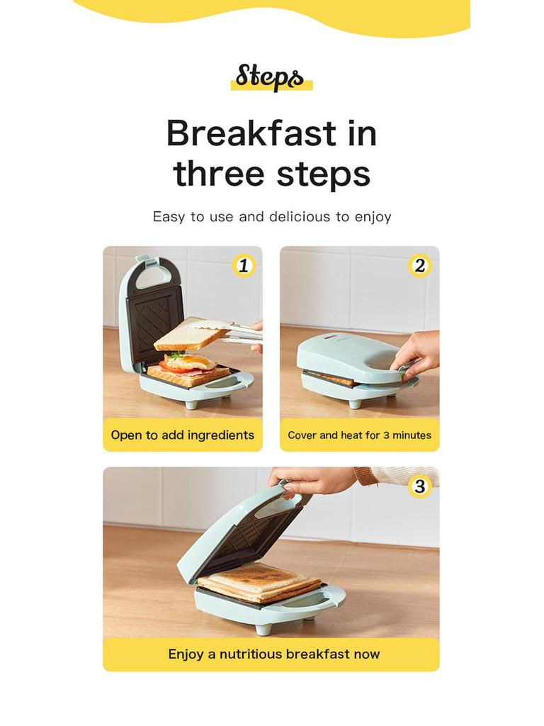 Electric Sandwich & Waffle Maker Toaster Press for Breakfast