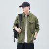 Heavy Washed Cotton Japanese Retro Trendy Brand Loose Casual Shirt Jacket Army Green Dark Gray Jujube