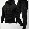 Mens Casual Hooded Long Sleeve Top Matching Jogger Pants Set - Lightweight Comfort Fit Winter
