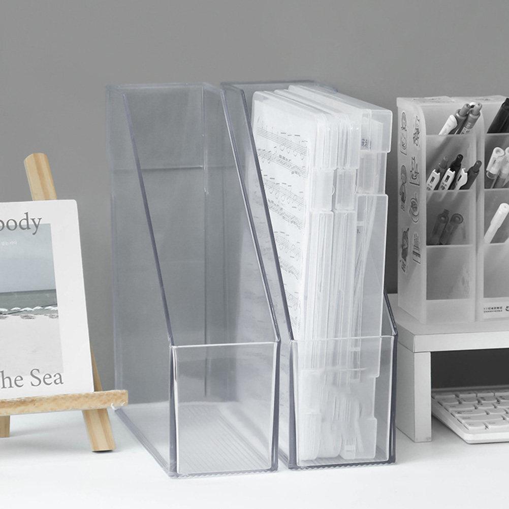 1 Set Clear Acrylic File Storage Rack Sturdy Desktop Document Holder Office Book Stand Organizer for Files Magazines Books