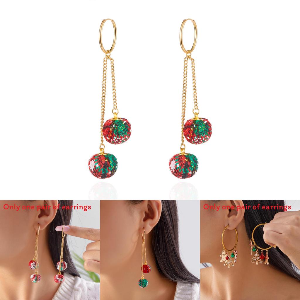 Christmas Theme Alloy Earrings With Suede Tassels Details For Seasonal Wear