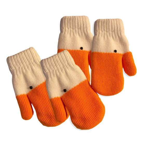 

2 Pairs Cartoon Goose Knitted Mittens Autumn Winter Women Couple Fingerless Gloves Outdoor Cold Weather Windproof Warm Thick Thermal Gloves 2pair