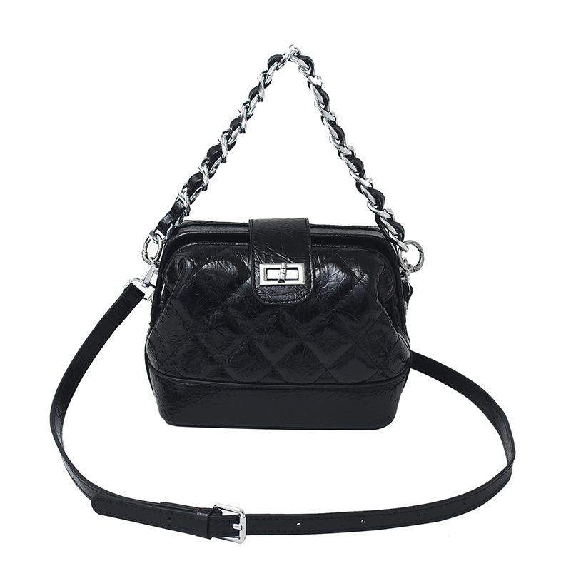 

Niche doctor bag high-end simple diamond chain hand bag women s new fashion shoulder messenger bag чорний
