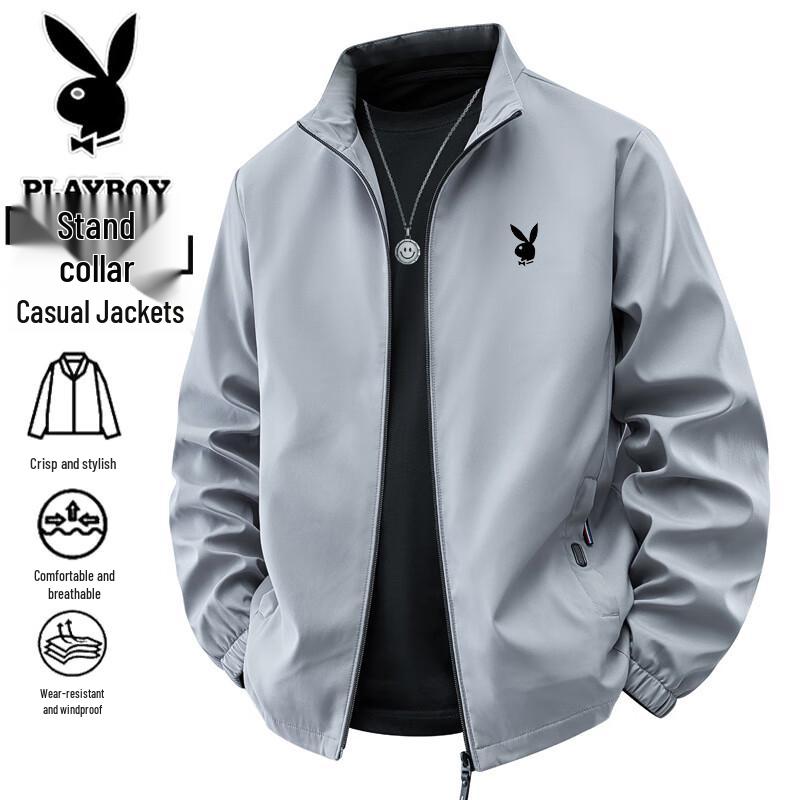 Playboy Men s Stand Collar Windproof Casual Jacket M