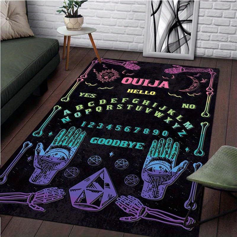Colorful Ouija Spirit Board Rug | Vibrant Skeleton Hands Carpet for Mystical Decor | Halloween Living Room Accessories 50x80cm