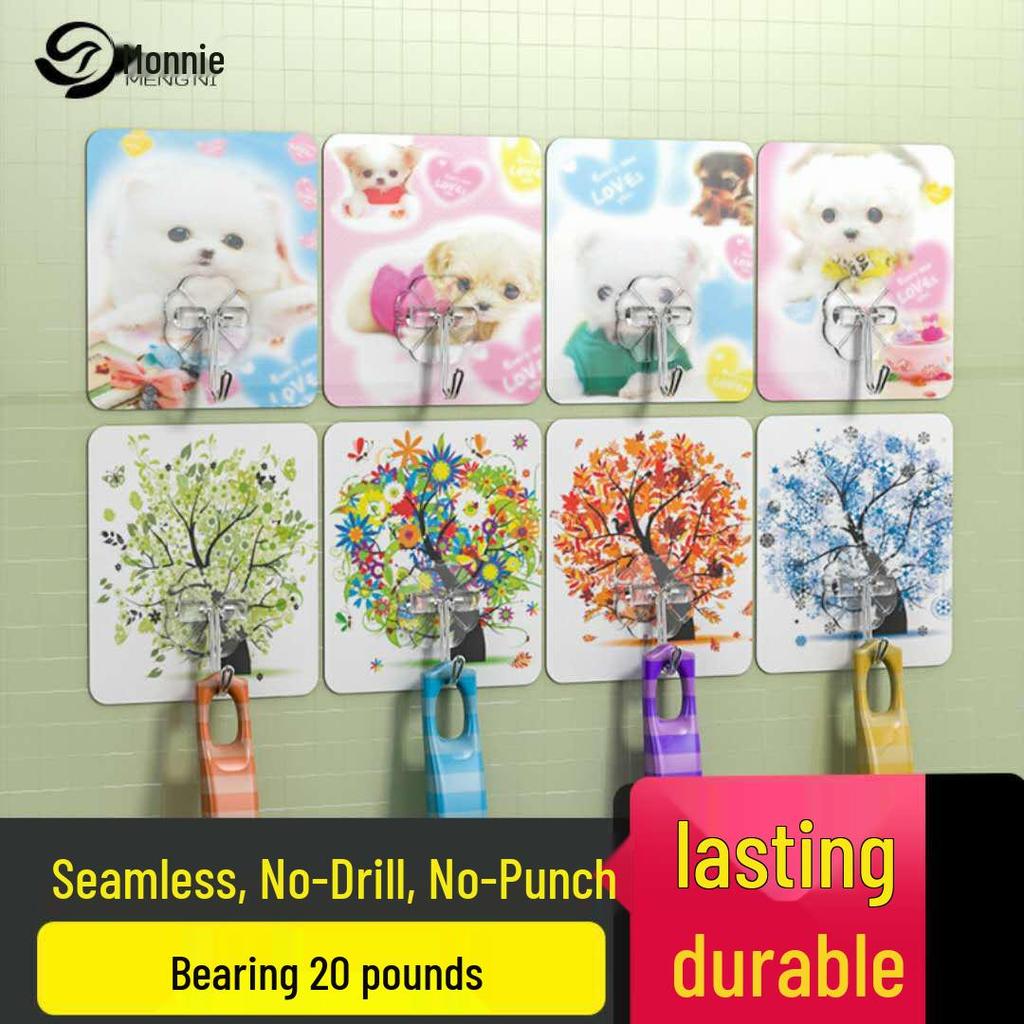 Transparent Traceless Adhesive Hooks - Stainless Steel, Nail-Free, for Bathroom & Behind-Door Use
