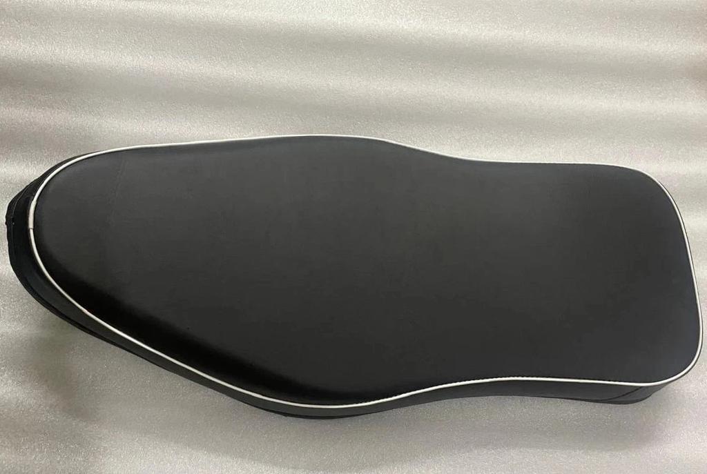 Dual Seat Black Leatherite With White Beading Fit For BSA Classic Motorbikes