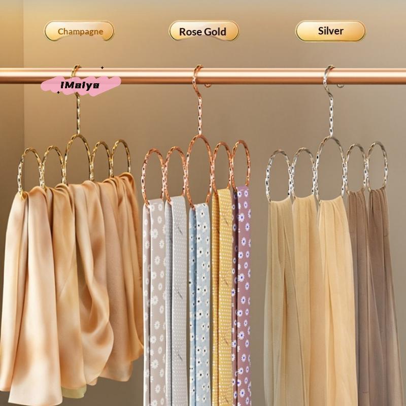 Appendi Sciarpe in Acciaio ad Alto Manganese 5 Anelli Barra Orizzontale Organizer per Cravatte e Cinture Soluzione di Storage per Armadio Portaccessori Senza Intoppi