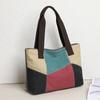 Neue gespleißte Canvas Damen Schultertasche Große Kapazität Tragbare Umhängetasche Lässiger ethnischer Stil Kontrastfarbene Tasche