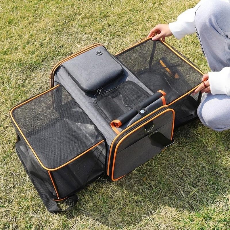 Multifunctional Expandable Cat Carrier Bag Breathable Foldable Pet Travel Carrier Reversible Pet Backpack for Cat Dogs
