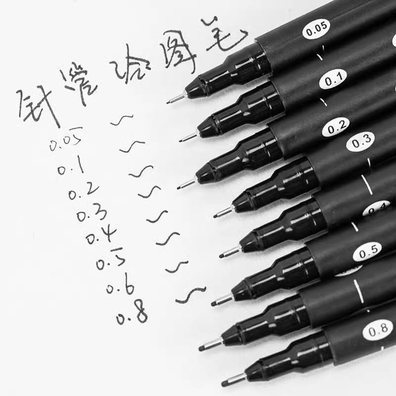Zhongbai Waterproof Fine Liner Pen Set, 0.05-0.8 mm, for Drawing, Manga, and Hand-Painting.