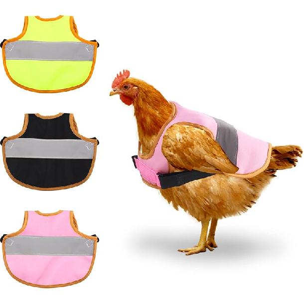 Hen Reflective Vest, Poultry Chicken Hen Saddle Apron Feather Protection Holder for Chicken Geese Duck 3PCS/Yellow Black Pink
