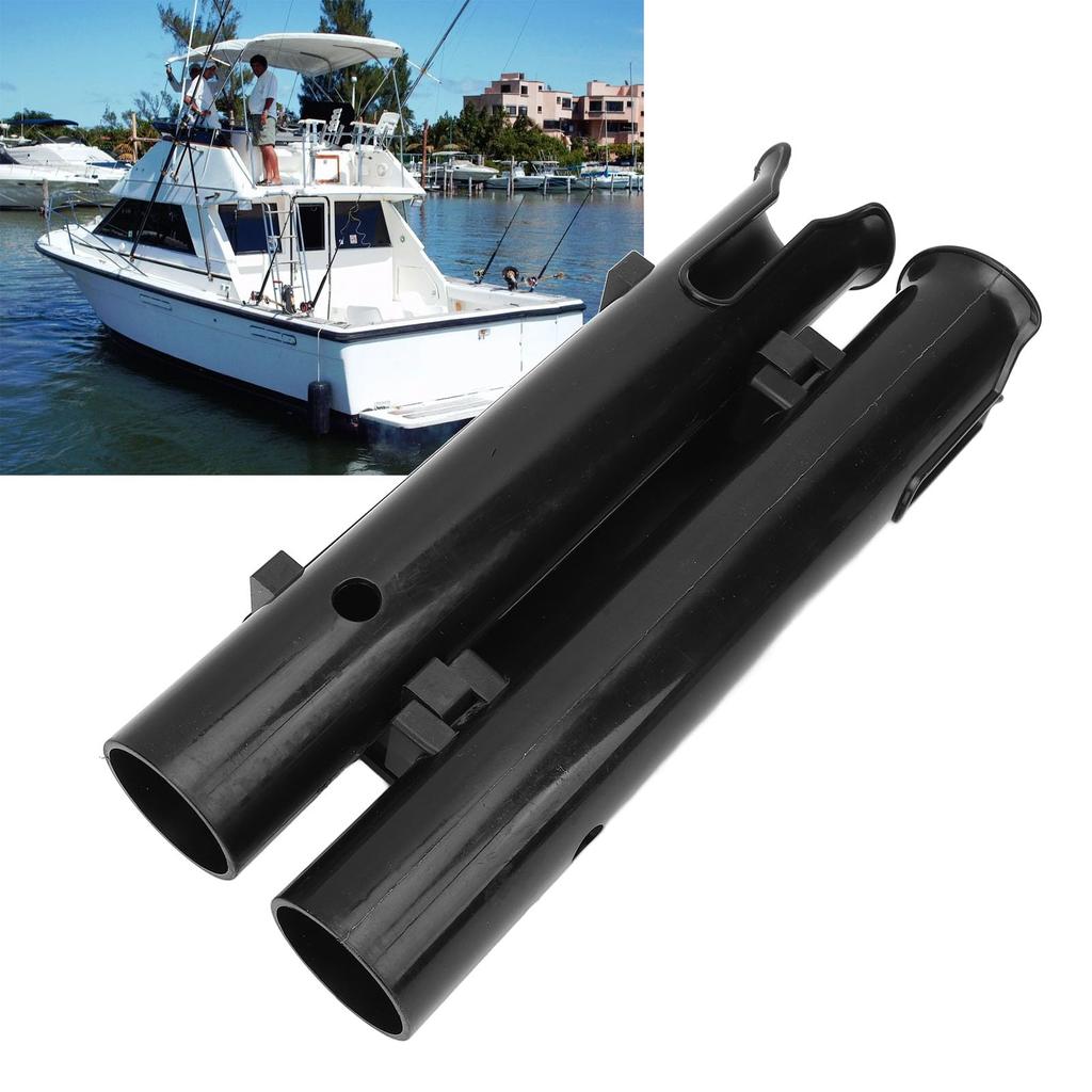 Fishing Rod Holder Bracket, Plastic Safety Fixing 2-Tube Fishing Rod Holder Rack, Portable Fishing Pole Holder, Tube Fishing Rod Pole Support for Moto