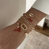 Boho Multilayer Stacked Bracelets Set For Women Ocean Red Coral Starfish Shell Beaded Metal Chain Bangles Summer Beach Jewelry