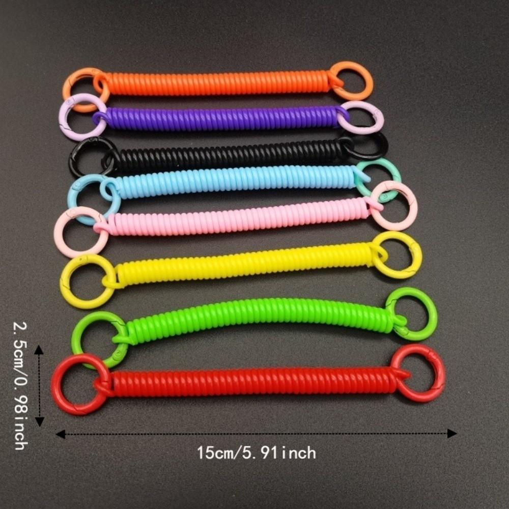 Colorful Retractable Keychain Spring Rope Anti-Lost Card Holder Strap Spiral Phone Lanyard Student