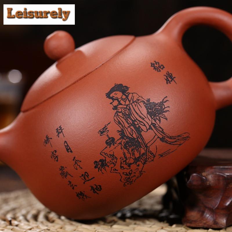 300ml Exquisite Yixing Purple Clay Teapots Handmade Xishi Pot Raw Ore Qingshui Mud Kettle Chinese Zisha Tea Set Collection Craft