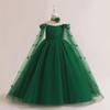 Off-Shoulder Princess Dress with Long Cape for European & American Girls - Fluffy Yarn Catwalk Costume