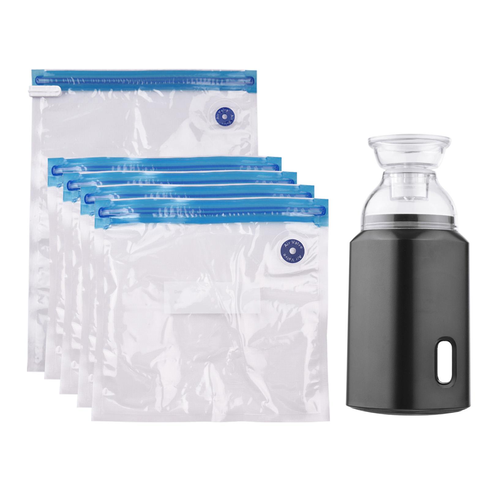 

Электрический насос с вакуумными пакетами для хранения с USB-кабелем 5 пакетов для хранения Перезаряжаемый Портативный для путешествий Домашнее использование Экономьте чёрный