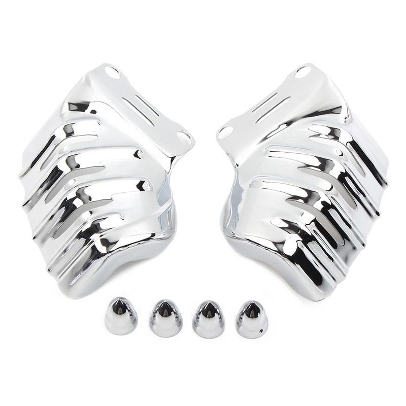 1Pair Black/Chrome For Harley Touring Road Glide Ultra FLTRU Motorcycle Steel Front Brake Caliper Covers