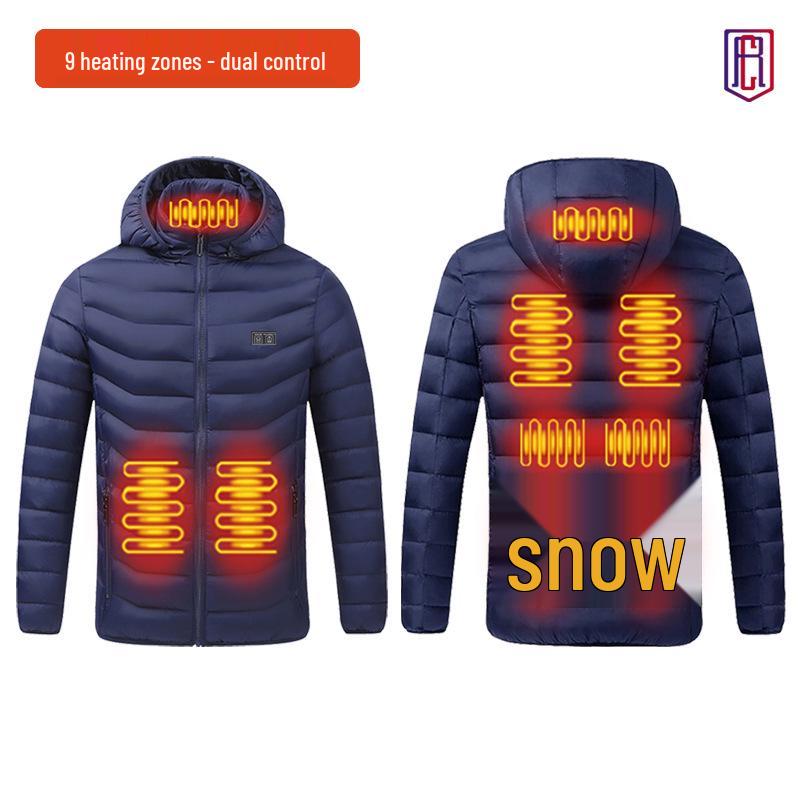 Smart Heated Winter Jacket - Hooded, Cotton, Electric Full-Body Warmth