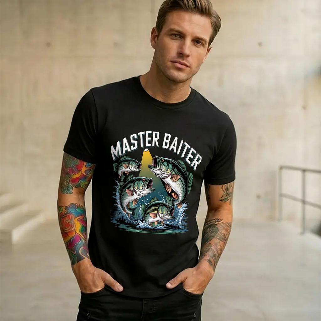 Graphic Printed Master Baiter Funny Fishing T Shirt for Unisex WoUnisex Cotton Tshirts Short Sleeve Clothes
