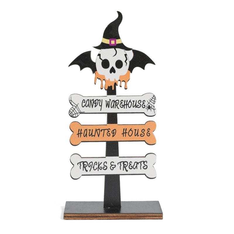 

15cm Pumpkin Halloween Wooden Road Sign Decoration DIY Ghost House Ghost With Party Home Room Center Decor Navidad Accessories 15CM