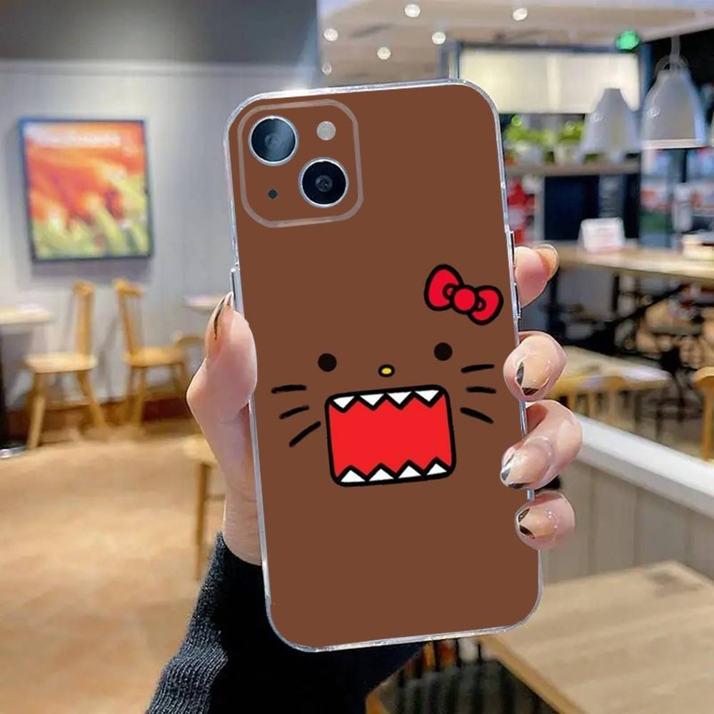 Cute Domo-kun Phone Case For iPhone 16,15,14,13,12,11 Pro,Max,Plus,X,XS,XR,SE,Mini Transparent Silicone Soft