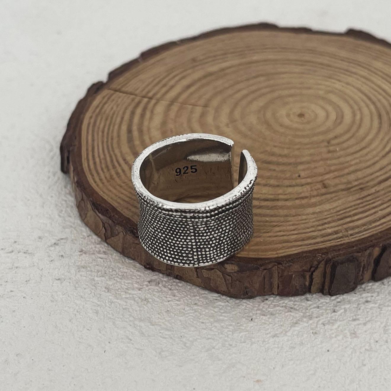 

925 Sterling Silver Simple Ring For Women Fine Jewelry Finger Adjustable Open Vintage Wide Retro Ring For Party Birthday Gift resizable