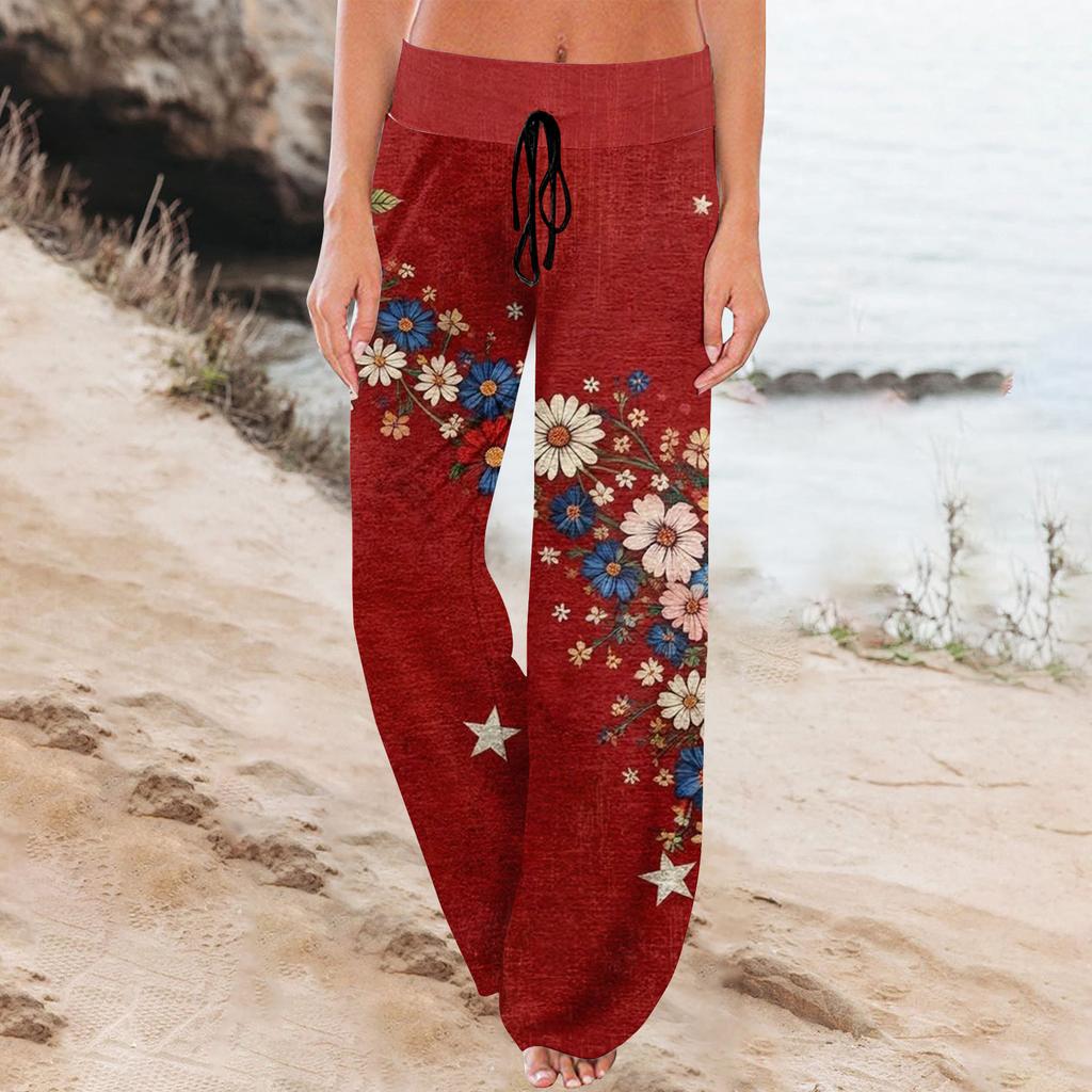 Women's Fashion Loose-Fit Drawstring Elastic Waist Casual Printed Pants