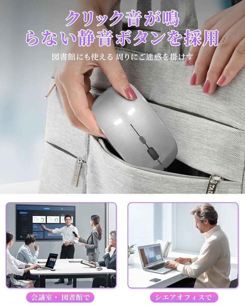 Mucuru 2025 Wireless Bluetooth DPI Instant High Easy Easy Compatible with and MacBook Mouse, Slim, Quiet, Type-C, Rechargeable, 2.4GHz, 5.0, 3-Level