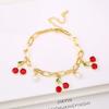 17 Colors Gold Plated Fruit Cherry Crystal Zirconia Adjustable Pearl Bracelet Luxury for Women Girls Casual Daily Party Jewelry