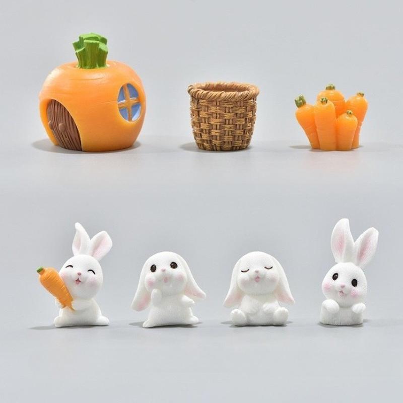 7pcs Little White Rabbit Desktop Decoration Ornaments Easter Decoration Party Decorations