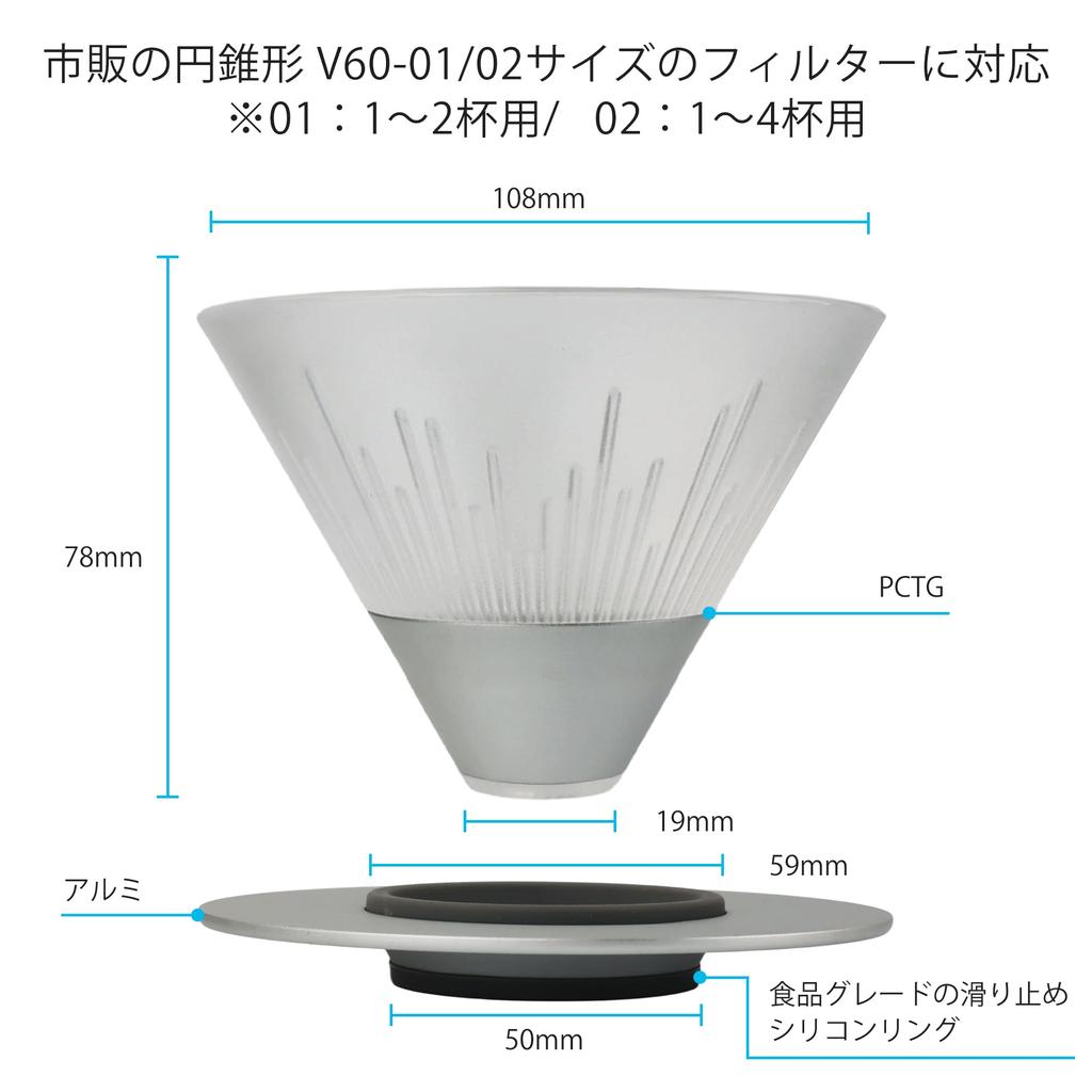 ShanSon V60 Coffee Dripper with Cup Hand Perfect for Outdoor Coffee and Home Filter, 1-4 Capacity, Drip, 2-Cup Capacity, 4-Cup Capacity, Stylish,