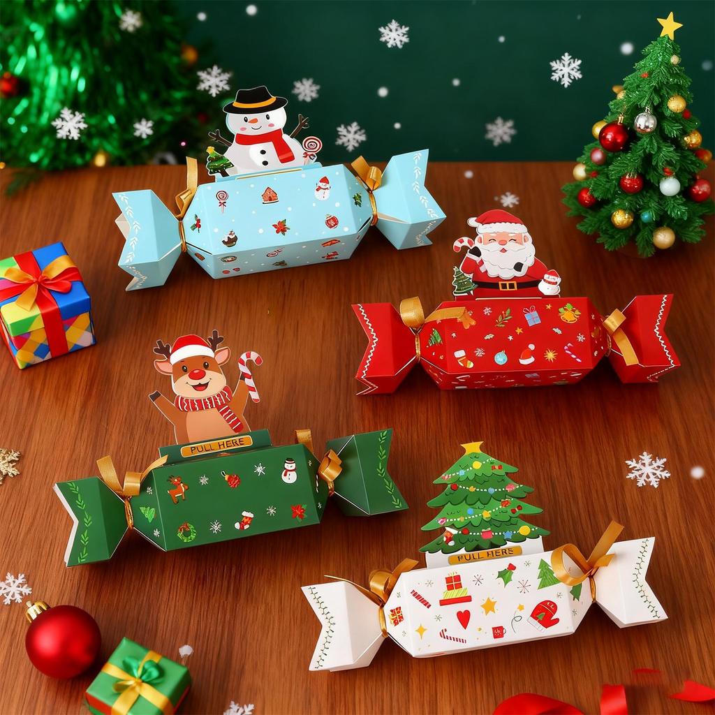 8pcs Christmas Money Pull Pouch Funny SurpriseBox Money Gift Box Money Pull Box With 80 Transparent Bags For Kids Adults