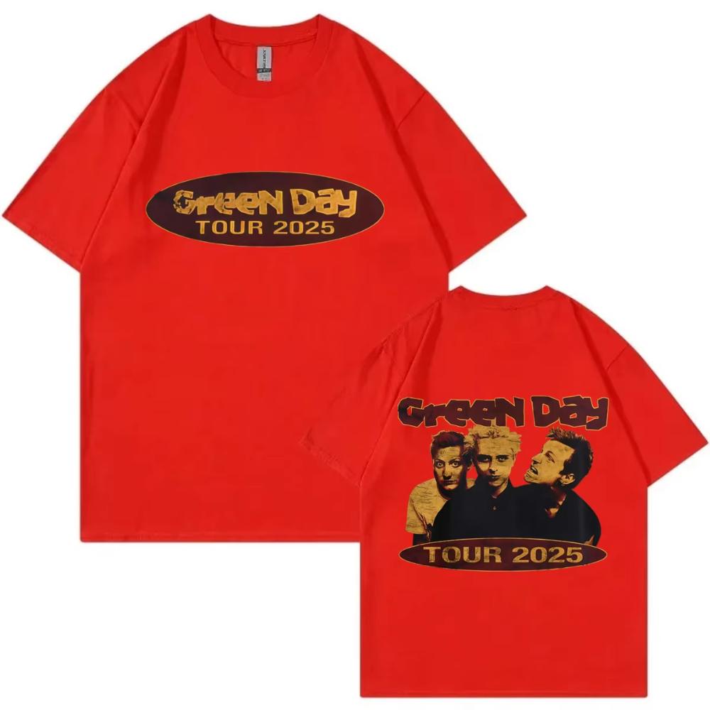 Rock Band Green Day Tour 2025 Graphic T Shirts Fashion Vintage Short Sleeve T-shirts Men Women Casual Cotton T-shirts Streetwear