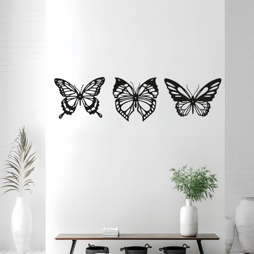 

3Pcs Creative Wall Art Hanging Cute 3D Wall Silhouette Butterfly Wall Decor Bedroom