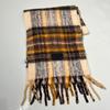 New plaid wool niche contrasting scarf women's autumn and winter thickened warm scarf high-end fringed shawl