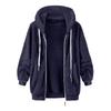Women's Fashion Stitching Loose Hoodies Long Sleeve Plush Zipper Coat