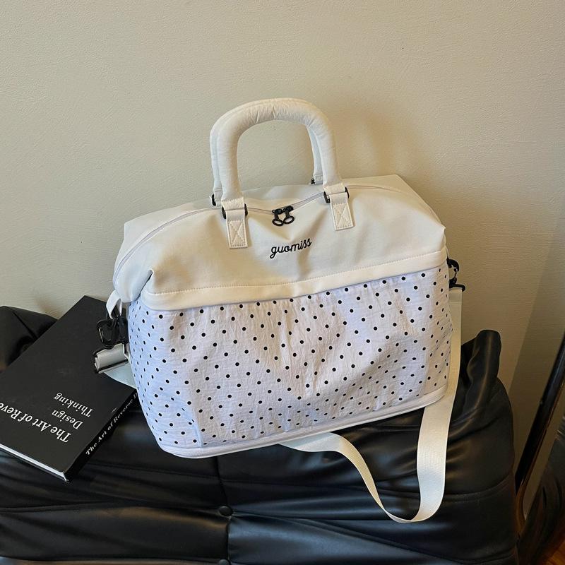 Expandable Large-Capacity Crossbody Travel Bag - Polka Dot, Lightweight, High-Grade, Maternity & Fitness Ready