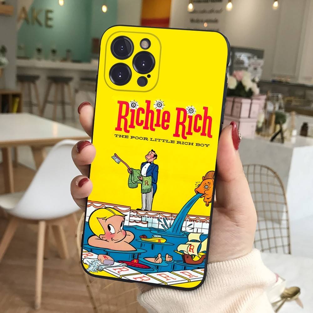 Cartoon Richie Rich Phone Case For IPhone 17 16 15 14 13 12 11 Pro Max Plus Mini Silicone Black Cover