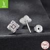 Fritillary Four-Leaf Clover Moissanite Stud Earrings French Court Style S925 Sterling Silver Stud Earrings