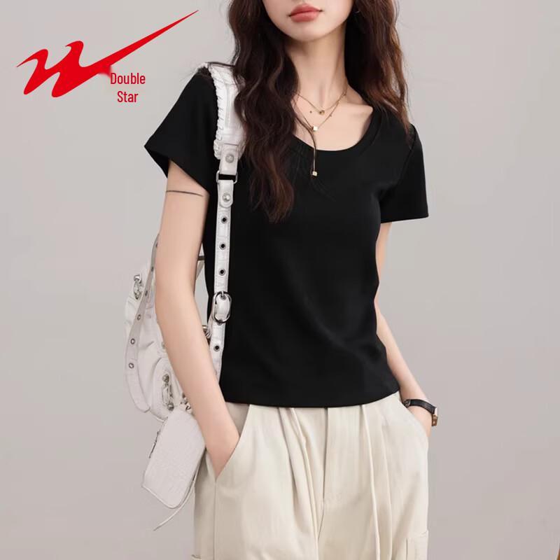 Shuangxing Women's U-Neck Cotton T-Shirt