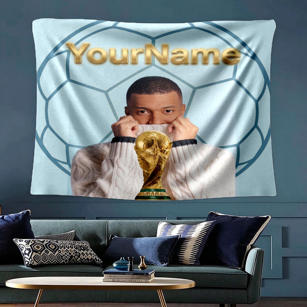 Mbappe Custom Your Name Wall Decor Tapestry Art For Pet Memorial Birthday Wedding Party Backdrop Family Gift