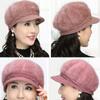 WTEMPO Winter Rabbit Hair Blend Hats Women Winter Large Caps with Pearls Solid Color Warm Plush Thick Knitted Hats