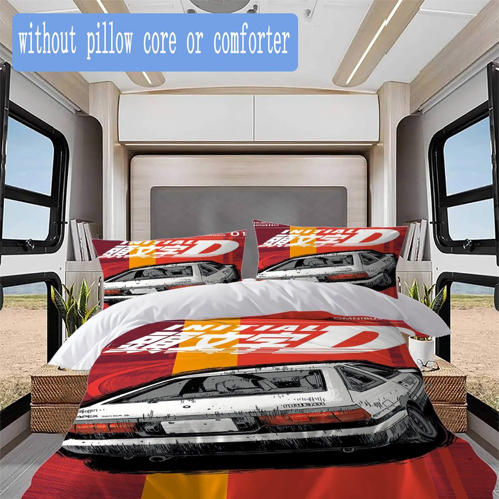 Initial D Pattern Bedding,Quilt Set Quilt Cover Pillowcase Home Birthday Gift (1*duvet cover+2*pillowcase,without core)SSJT0917215