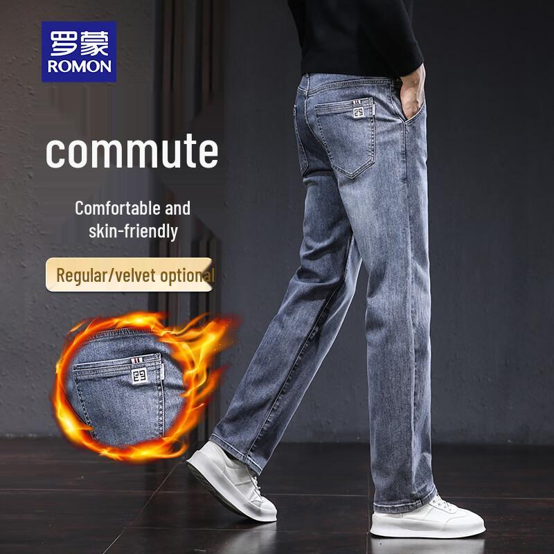 

ROMON Men s Loose Straight Fit Stretch Denim Jeans 36